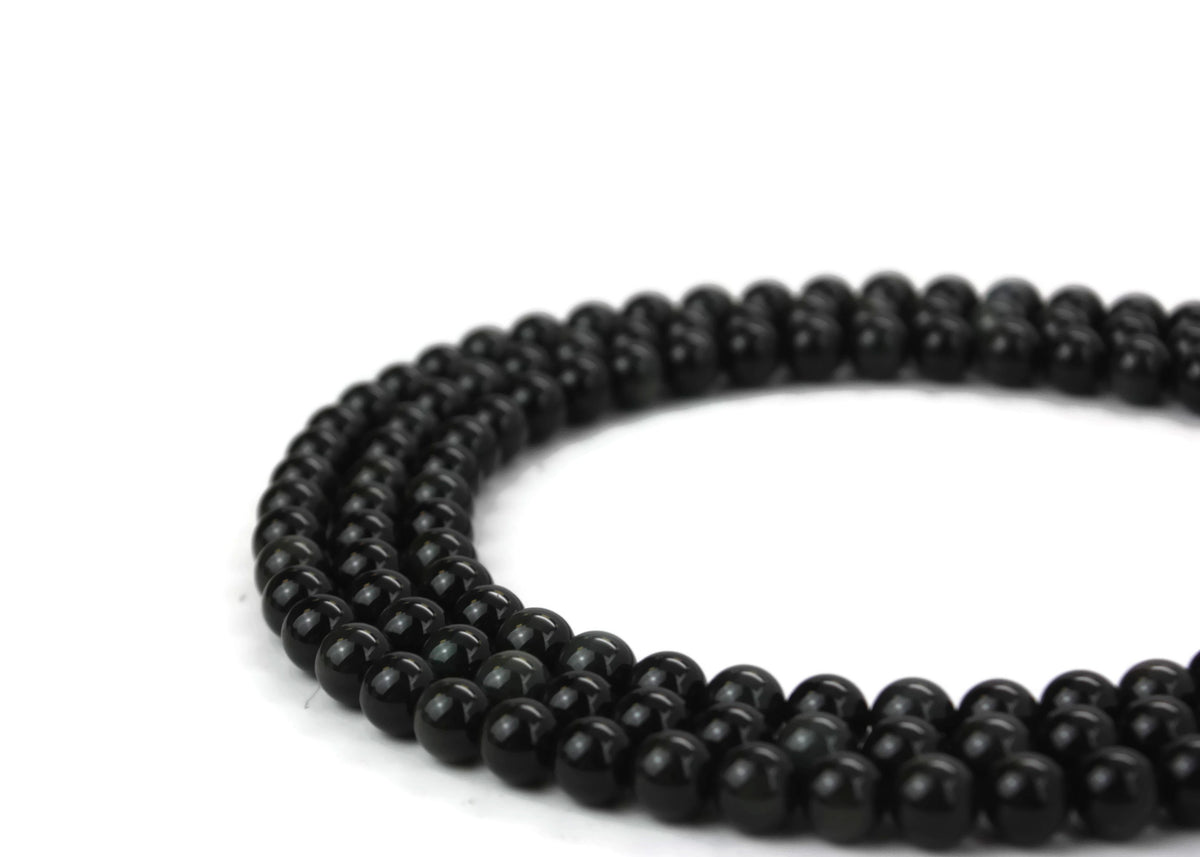 Natural Black Obsidian Gemstone Beads 8mm 16" strand A Grade ***