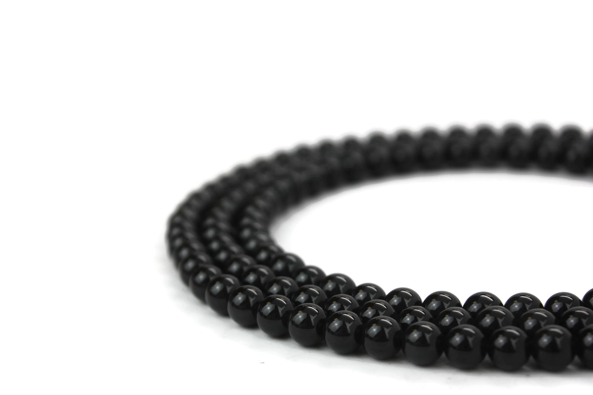 Natural Black Obsidian Gemstone Beads 8mm 16" strand AB- Grade ***