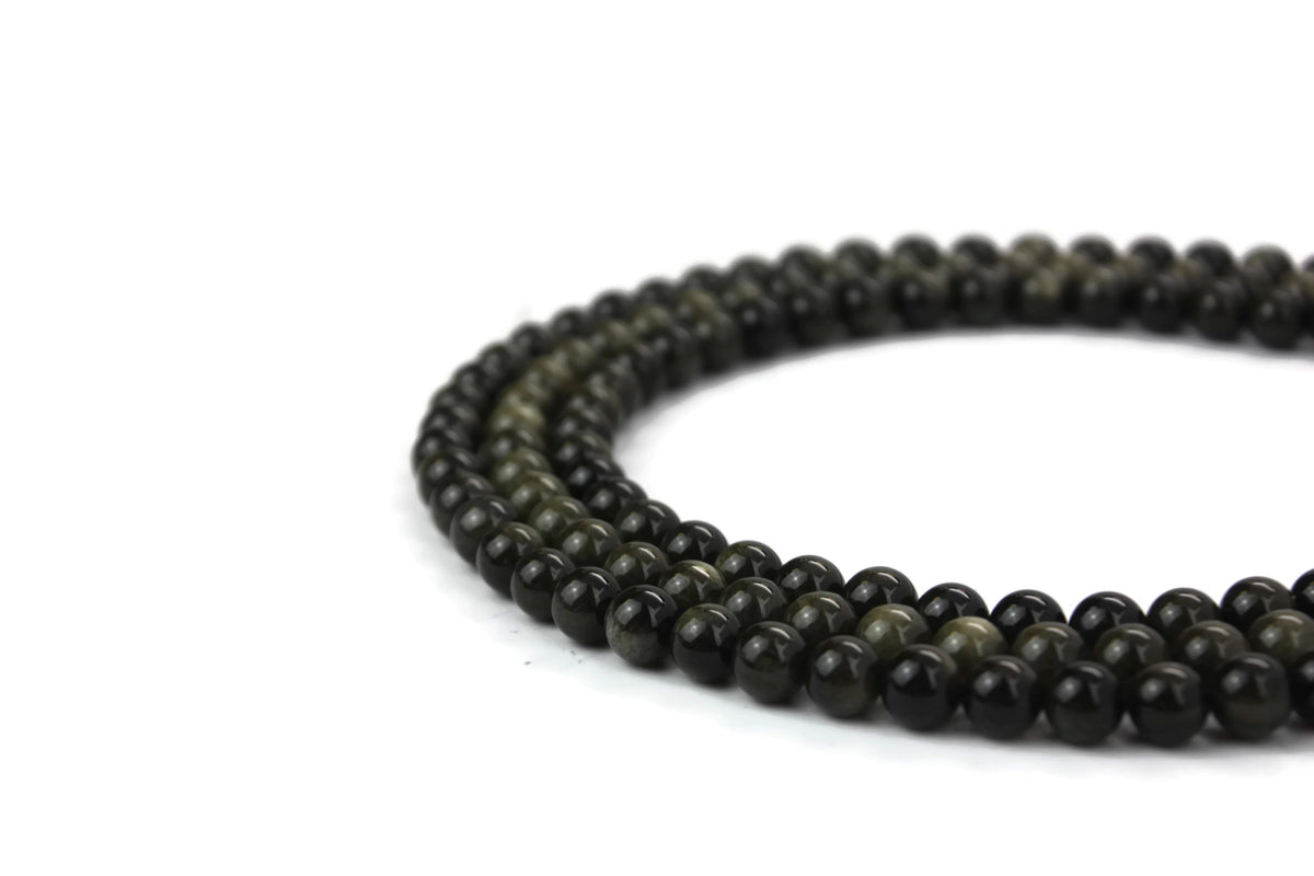Natural Black Obsidian Gemstone Beads 8mm 16" strand AB Grade ***
