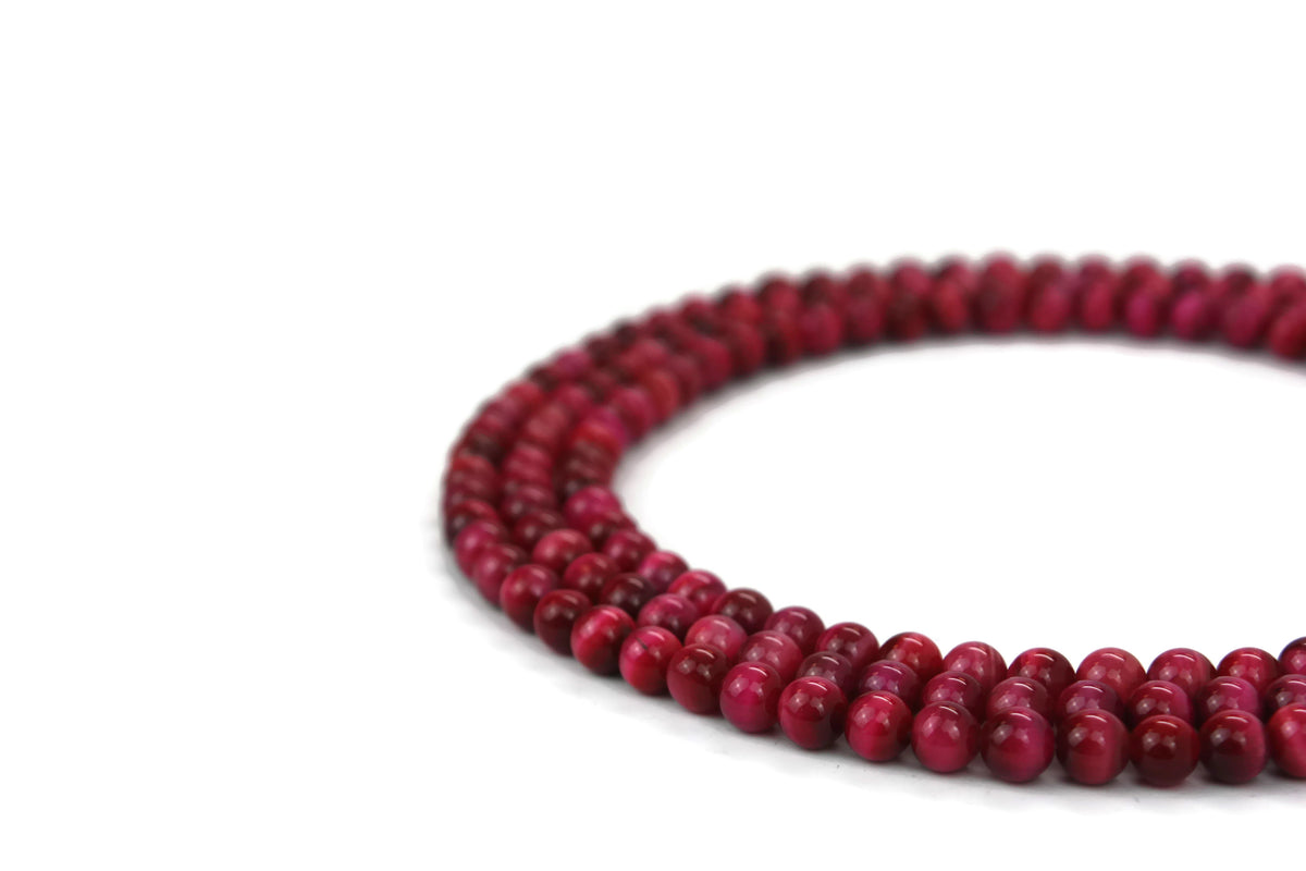 Pink Tigers Eye Smooth Round Gemstone Beads 6 mm 16" strand