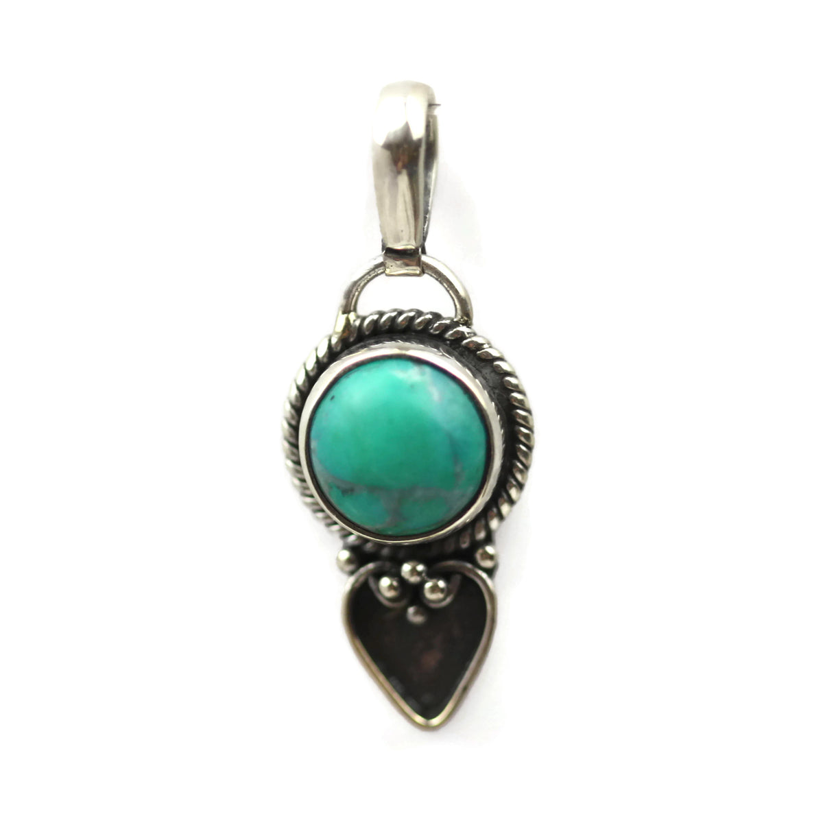 Handmade 925 Sterling Silver Turquoise Gemstone with Antique Spade Pendant