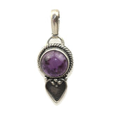 Handmade 925 Sterling Silver Amethyst Gemstone with Antique Spade Pendant