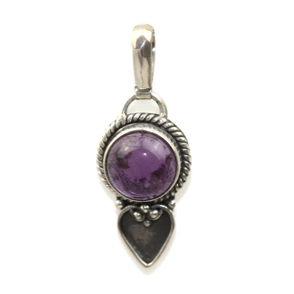 Handmade 925 Sterling Silver Amethyst Gemstone with Antique Spade Pendant