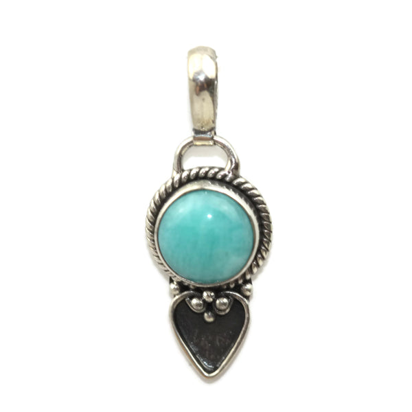 Handmade 925 Sterling Silver Amazonite Gemstone with Antique Spade Pendant