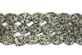 Dalmatian Jasper Twisted Oval Gemstone Beads 32 x 26mm 15" strand