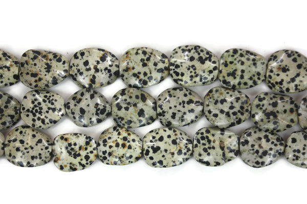 Dalmatian Jasper Twisted Oval Gemstone Beads 32 x 26mm 15" strand
