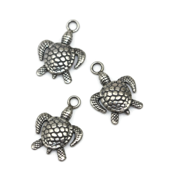 Handmade Sterling Silver Antique Turtle Charm xxx 3648