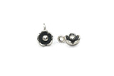 Handmade Sterling Silver Antique Flower Charm 9 mm