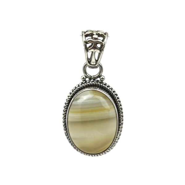 Handmade Sterling Silver Agate Teardrop Pendant 26 mm