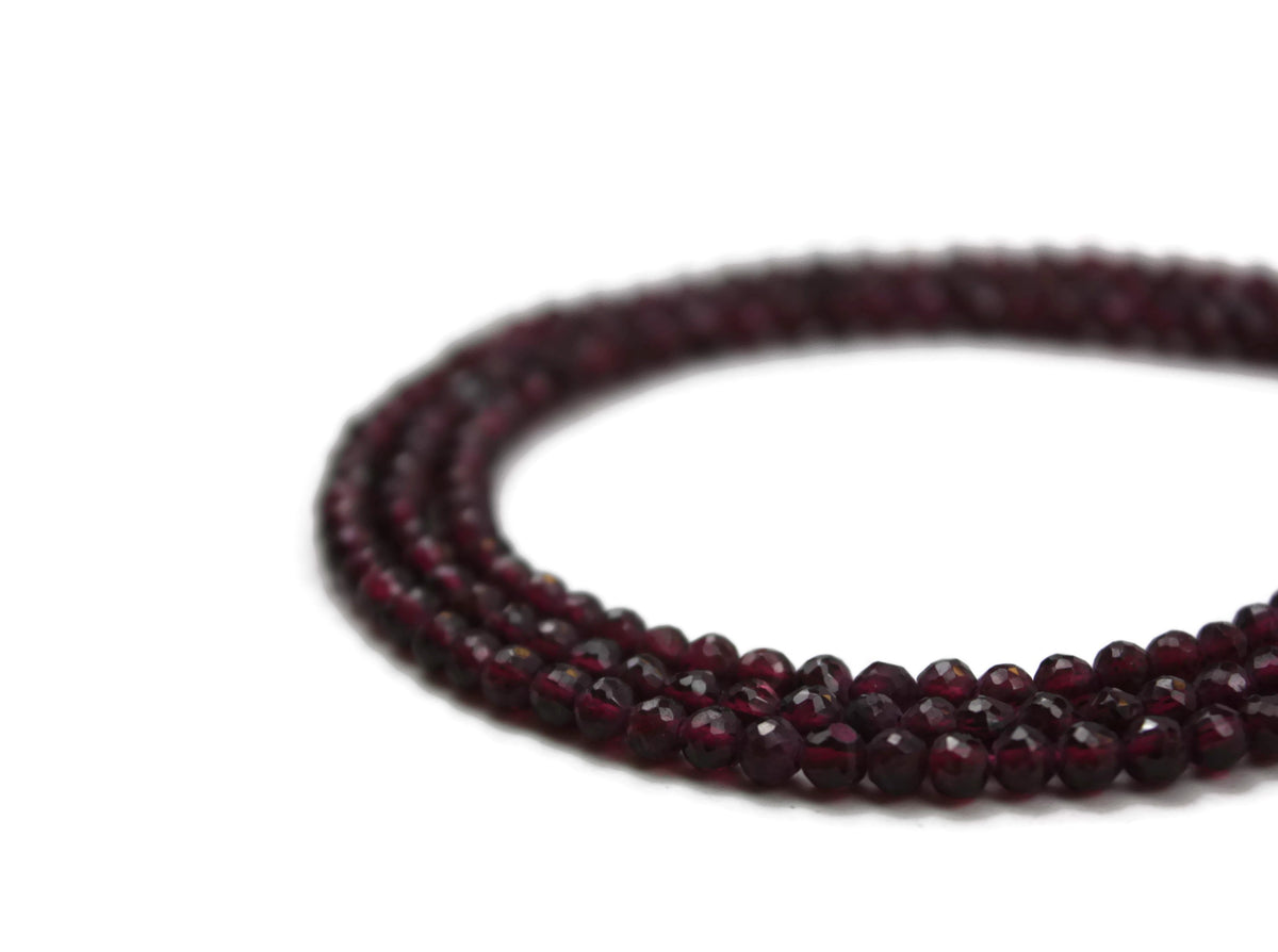 Garnet Faceted Round Gemstone Beads 4mm 15" Strand