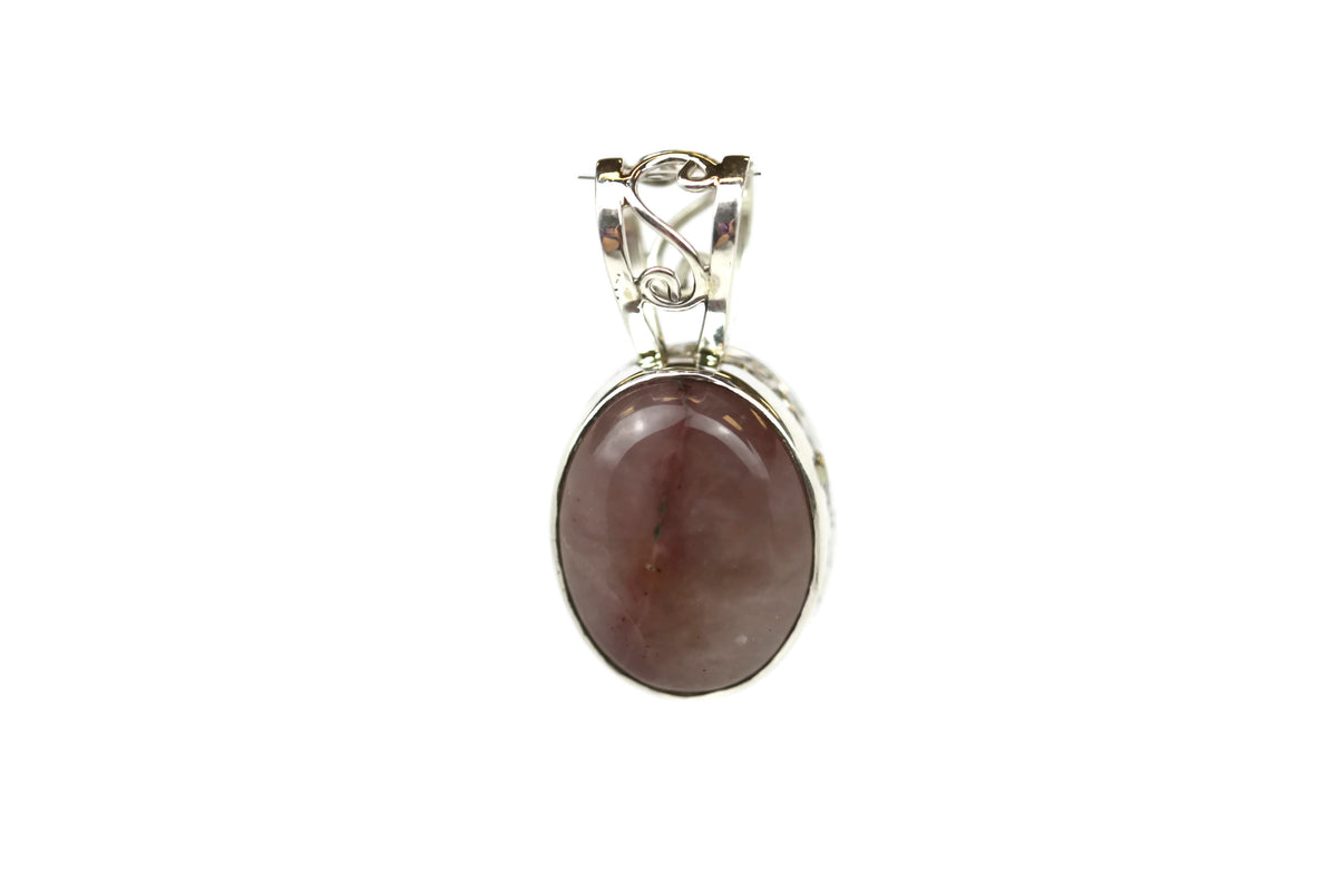 Handmade 925 Sterling Silver Oval Sunstone Pendant 16 mm.