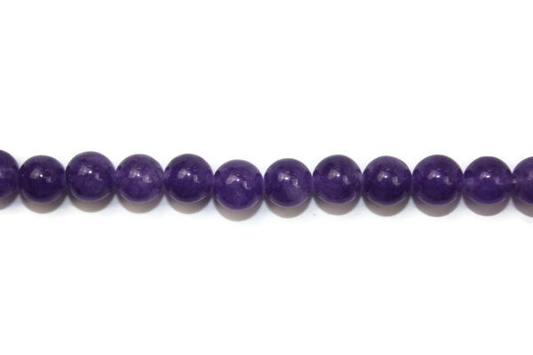 Eggplant Purple Jade Smooth Round Gemstone Beads 8mm 16" Strand (46-48 pcs)