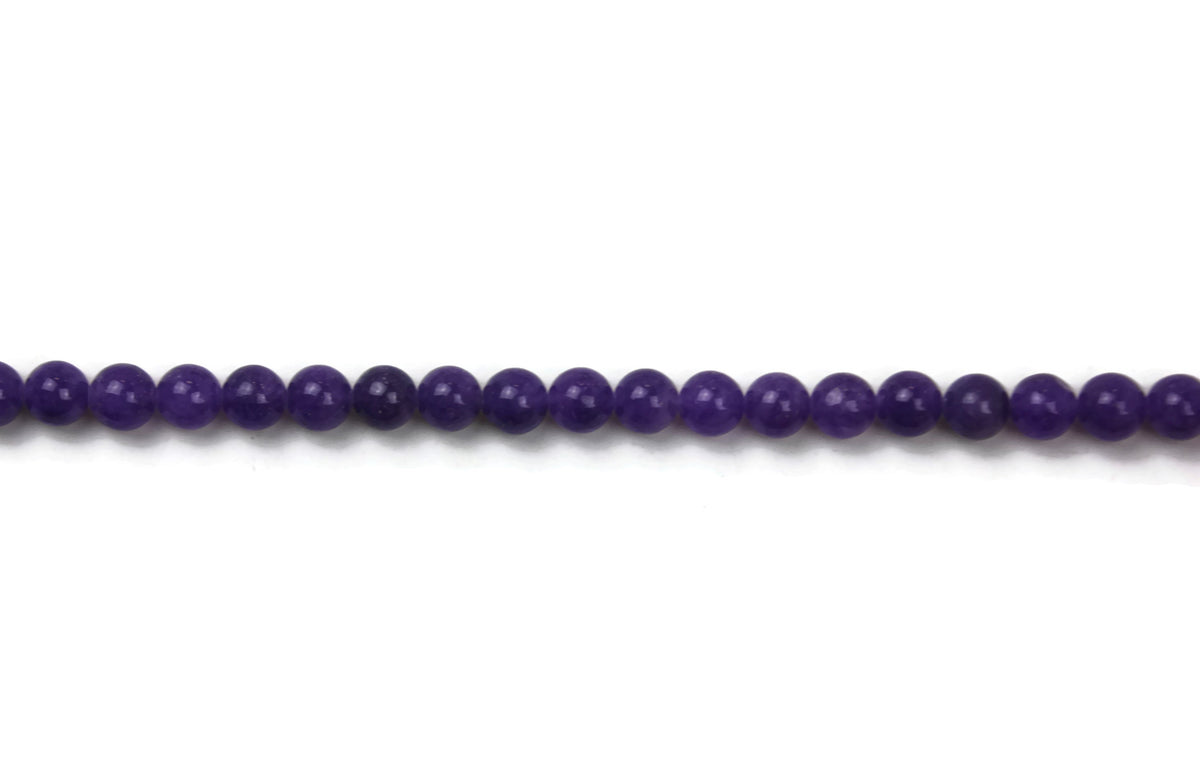 Amethyst Purple Jade Smooth Round Gemstone Beads 8 mm 16" Strand (46-48 pcs)