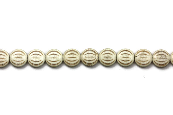 White Howlite Coin Gemstone Beads 16mm 15" Strand (26 Beads)