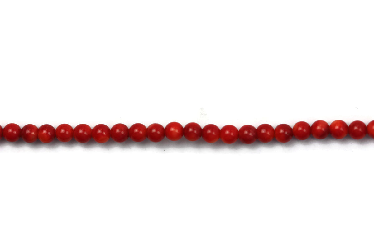 Red Coral Smooth Round 4mm Gemstone Beads 16.5" Strand (108 Beads)