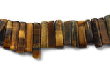 Tigers Eye Long Top Grilled Gemstone Beads Assorted Sizes 12 to 30 mm Long 16" Strand