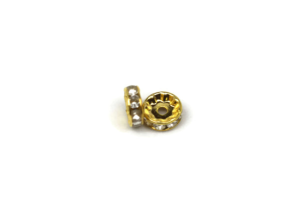 ALMA BEADS Gold Plated Round Rhinestone Spacers 10 mm 10 pcs