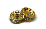 ALMA BEADS Gold Plated Round Rhinestone Spacers 10 mm 10 pcs