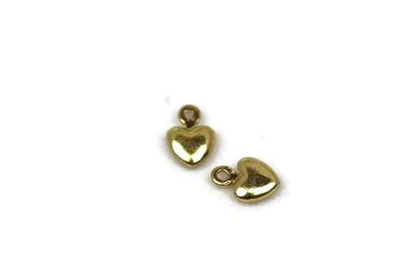 ALMA BEADS Gold Plated Solid Heart Charm 8 mm 10 pcs