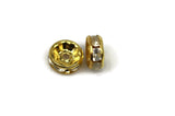 ALMA BEADS Gold Plated Round Rhinestone Spacers 8 mm 10 pcs
