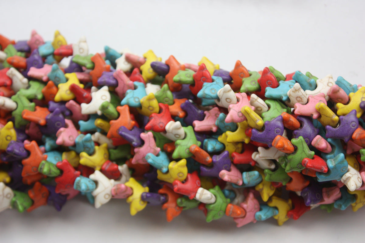 Multicolor Howlite Dolphin Shape Gemstone Beads 14 x 22mm 15" Strand