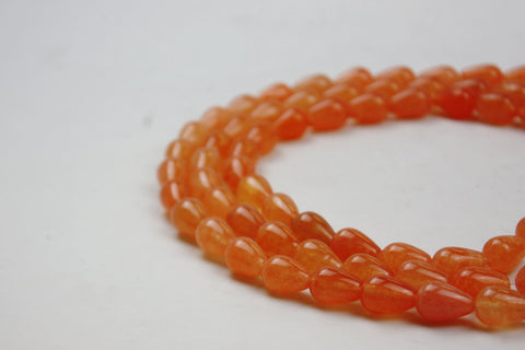 Orange Jade Smooth Teardrop Gemstone Beads 14 x 10mm 16" Strand