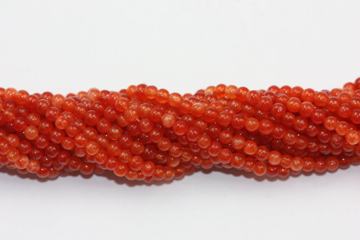 Orange Agate Smooth Round Gemstone Beads 3mm 16" Strand