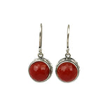 Handmade 925 Sterling Silver Faceted Carnelian Round With Heart Filigree Earrings