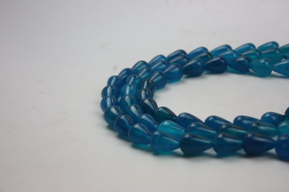 UltraMarine Blue Jade Smooth Teardrop Gemstone Beads 18x12mm 15" Strand (21 Beads)