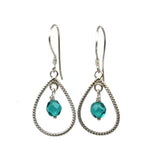 Sterling Silver Teal SCZECK GLASS Braided Teardrop Dangle Earrings