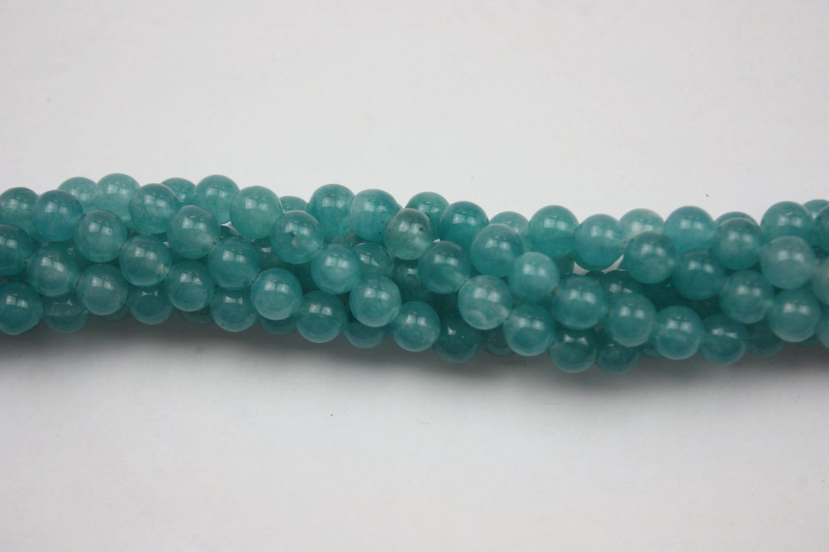 Blue Jade Smooth Round Gemstone Bead 8 mm 15" strand