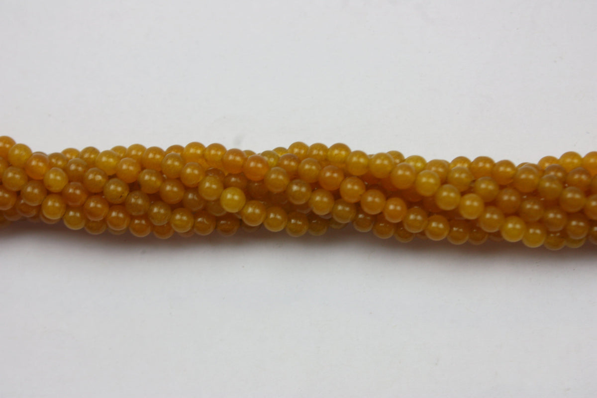 Yellow Jade Faceted Round Gemstone Beads 4mm 16" Strand (98 Beads)