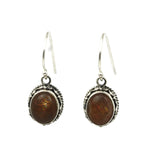 Handmade 925 Sterling Silver Oval Cabochon Sunstone Earrings.