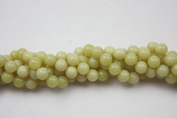 Yellow Jade Smooth Round Gemstone Beads 12mm 15.5" Strand (33 Beads)