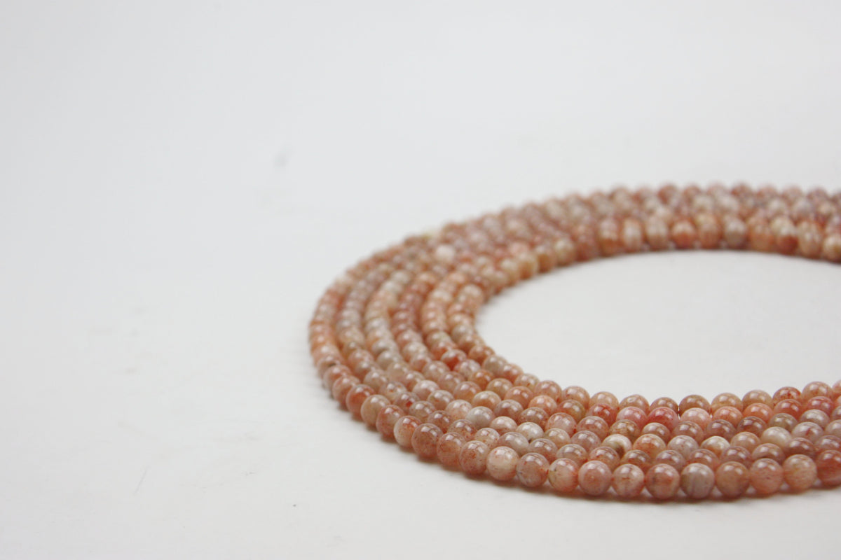 Sunstone Smooth Round Gemstone Beads 6mm 16" strand