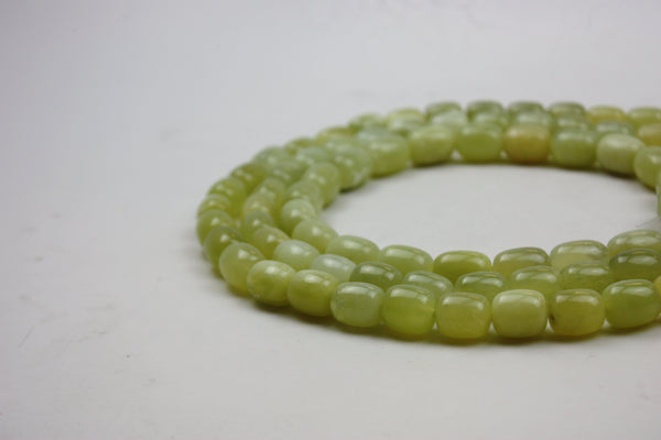 Green Jade Smooth Drum Gemstone Beads 14 x 12mm 16" Strand (29 Beads)