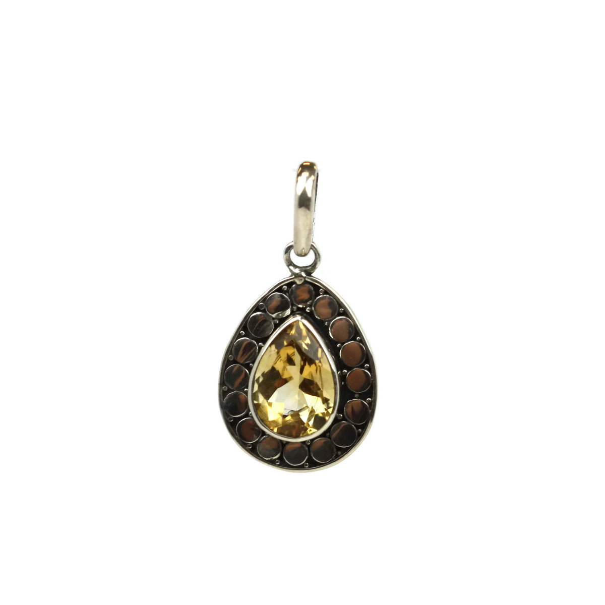 Handmade 925 Sterling Silver Citrine Gemstone In Teardrop Pendant.