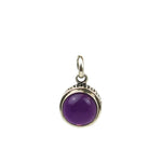 Handmade 925 Sterling Silver Amethyst Gemstone In Round Pendant.