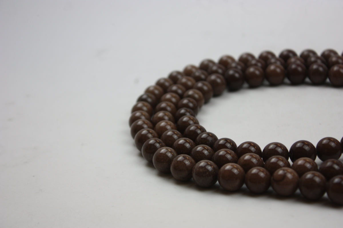 Brown Jade Smooth Round Gemstone Beads 12mm 16" Strand