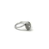 Rhodium Plated Sterling Silver Cubic Zirconia CZ Oval Ring