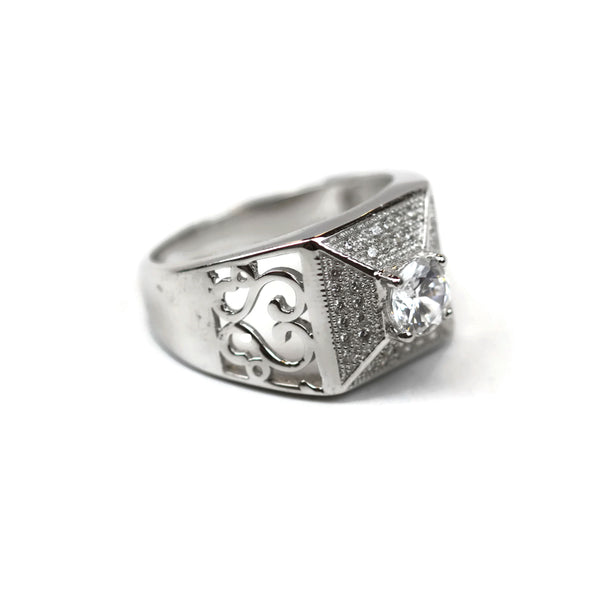 Rhodium Plated Sterling Silver Cubic Zirconia CZ Square Ring