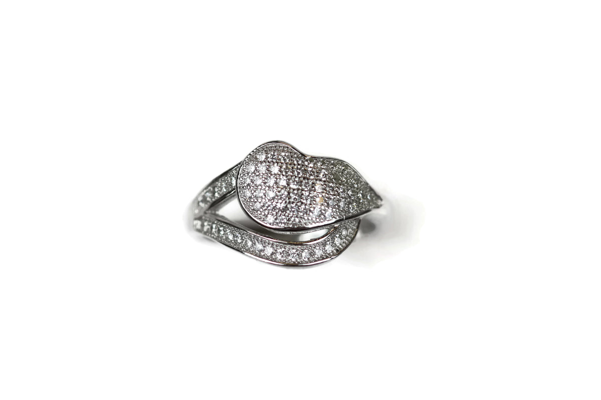 Rhodium Plated 925 Sterling Silver Cubic Zirconia CZ Ring