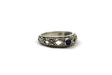 Handmade Sterling Silver Faceted Dark Blue Cubic Zirconia CZ Ring