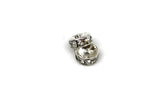 ALMA BEADS Silver Plated Round Rhinestone Spacer 8mm 10 pcs