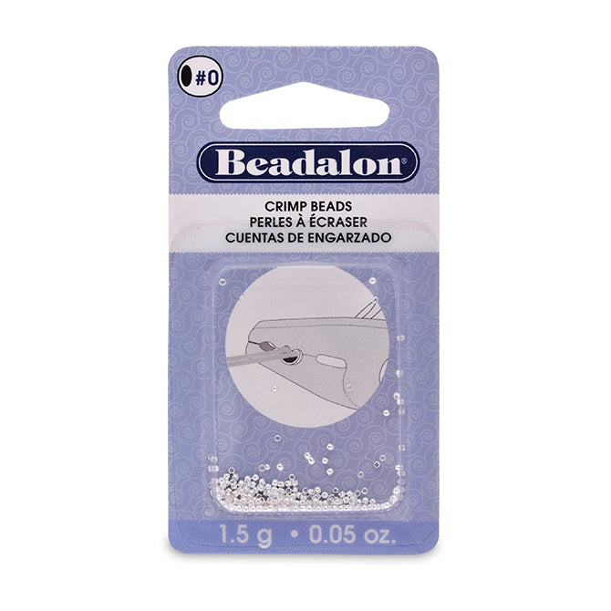 Crimp Beads, Size #0, 0.8 mm (.031 in) I.D., 1.3 mm (.051 in) O.D., Silver Plated, 1.5 g (.05 oz), appx. 200 pc. Use Micro Crimper Tool with wire 0.25-0.33 mm (.010 -.013 in).