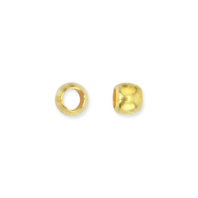 Crimp Beads, Size #1, 1.3 mm (.051 in) I.D., 2.0 mm (.078 in) O.D., Gold Color, 1.5 g (.05 oz), appx. 100 pc.