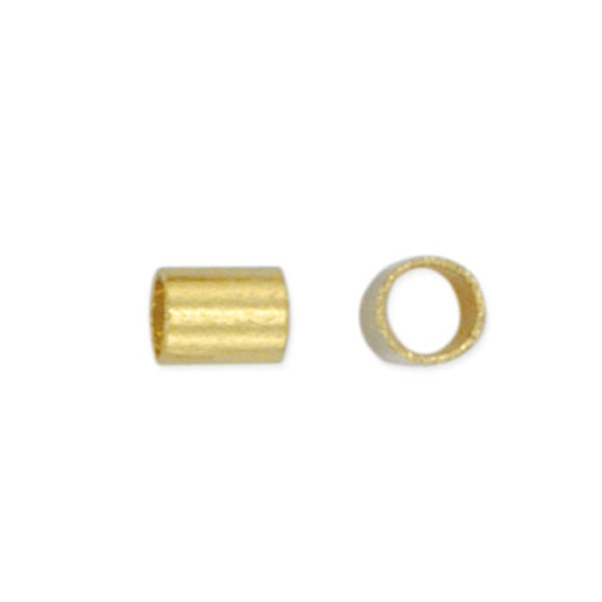 Crimp Tubes, Size #3, 1.5 mm (.059 in) I.D., 2.0 mm (.078 in) O.D., Gold Color, 1.5 g (.05 oz), appx. 51 pc.