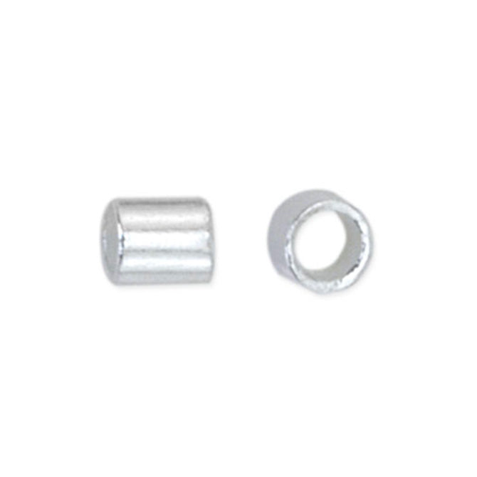 Crimp Tubes, Size #3, 1.5 mm (.059 in) I.D., 2.0 mm (.078 in) O.D., Silver Plated, 1.5 g (.05 oz), appx. 51 pc.