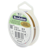 7 Strand Stainless Steel Bead Stringing Wire, .012 in (0.30 mm), Satin Gold, 30 ft (9.2 m)