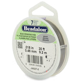 7 Strand Stainless Steel Bead Stringing Wire, .018 in (0.46 mm), Bright, 30 ft (9.2 m)